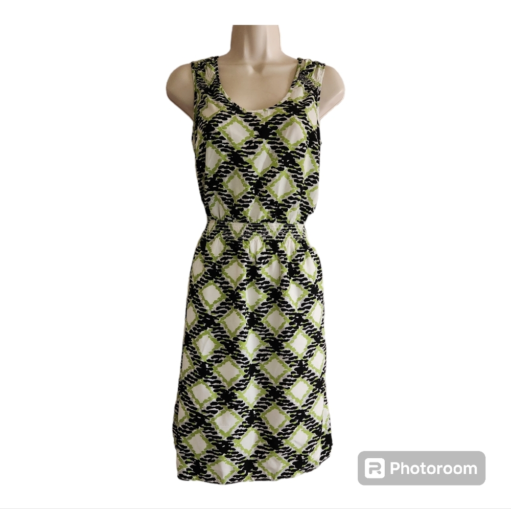 Banana Republic White Black Midi Sleeveless Dress Size 4